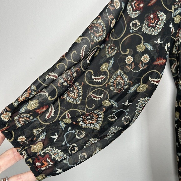 Sachin & Babi Women's Dylan Printed Cutwork Top Blouse Size XS Floral Boho - Picture 3 of 10